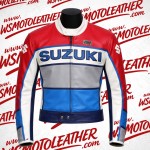 Vintage Suzuki Racing Leather Jacket – Retro Biker Style